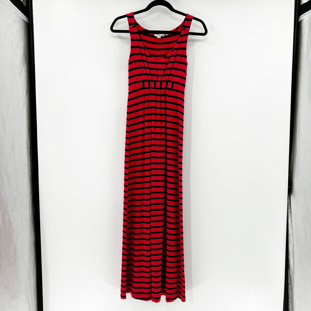 Boden Red Navy Striped Empire‎ Waist Maxi Dress Sleeveless WH605 US 4P